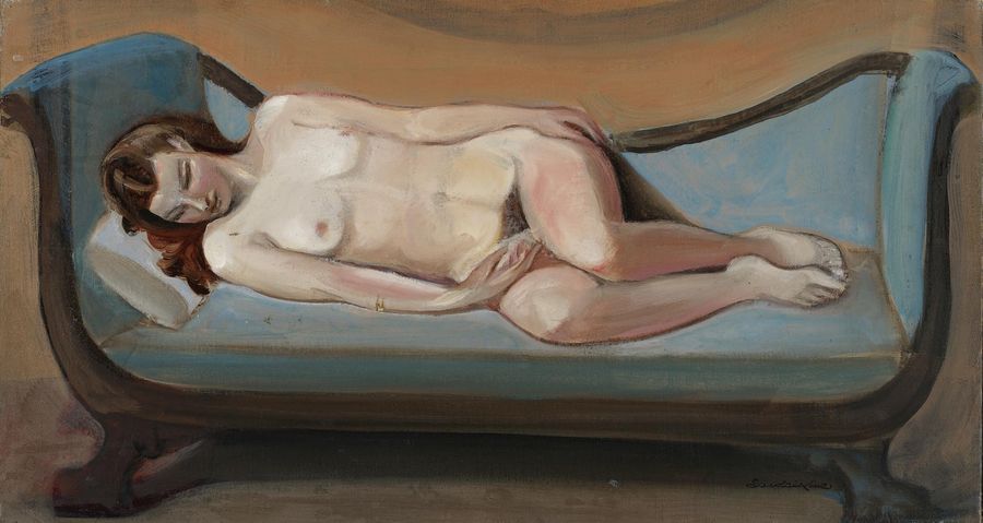 Nude on a Blue Sofa by Sergei Sudeikin,16x12(A3) Poster