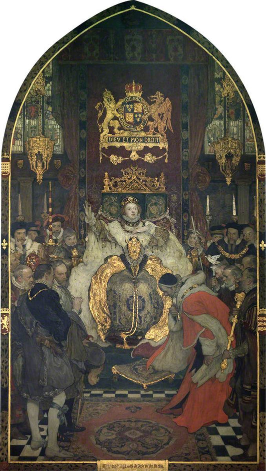 The Commons Petitioning Elizabeth I to Marry, vintage artwork by Solomon Joseph Solomon, 12x8" (A4) Poster