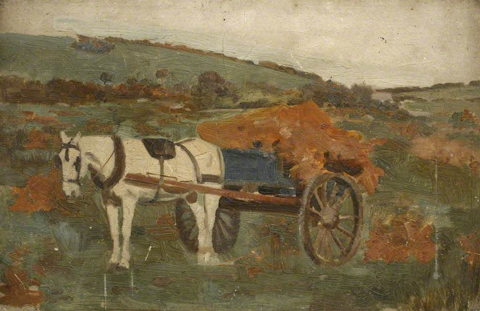 Sketch of a Horse and Cart, vintage artwork by Ralph Todd, 12x8" (A4) Poster