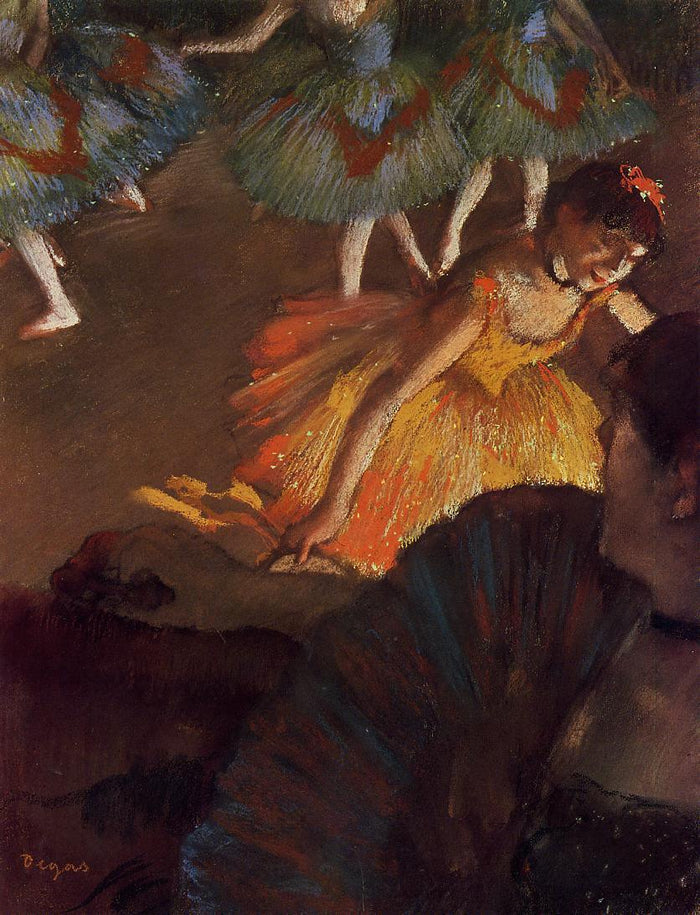Ballerina and Lady with a Fan, vintage artwork by Edgar Degas, 12x8