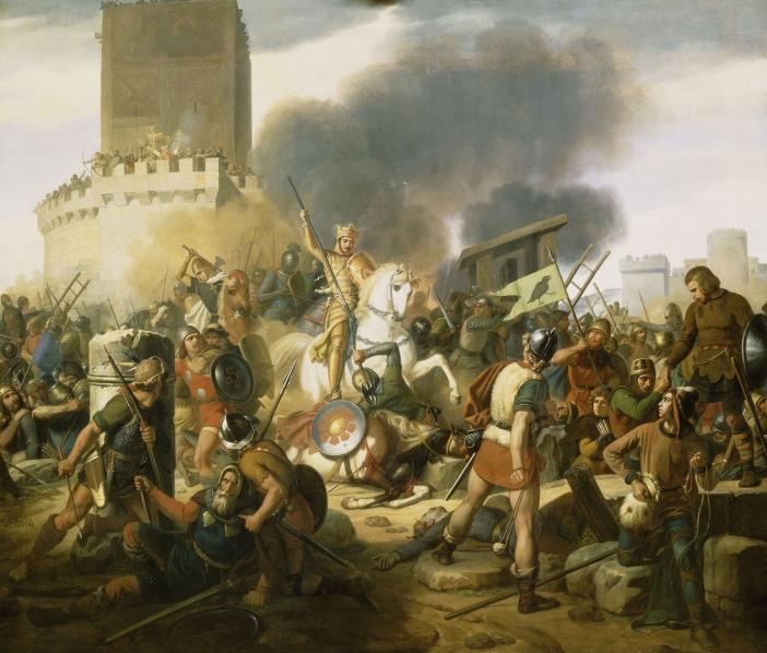 Siege of Paris, vintage artwork by Jean-Pierre Franque, 12x8" (A4) Poster