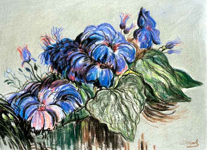 Exotic Flowers, vintage artwork by Leon Jan Wyczolkowski, 12x8" (A4) Poster