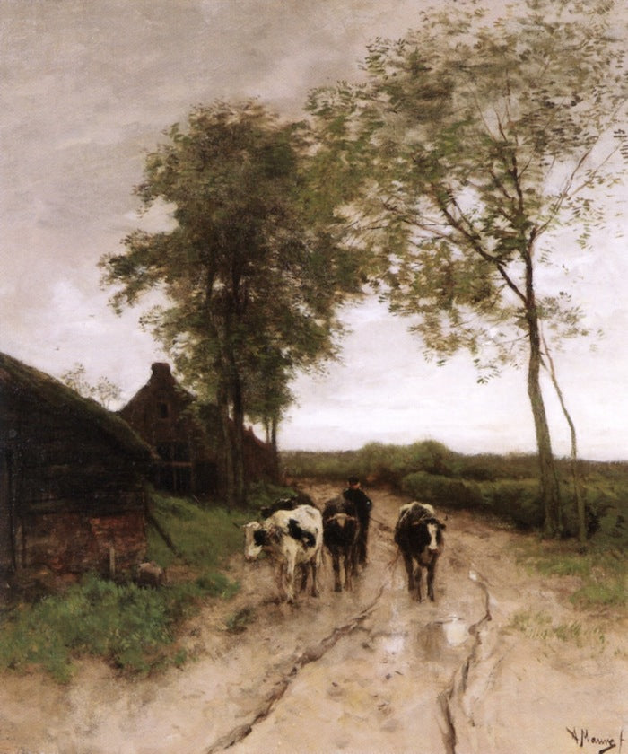 Entering the Village, vintage artwork by Anton Mauve, 12x8" (A4) Poster