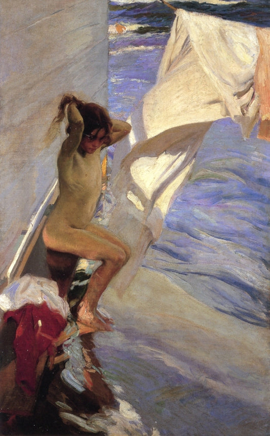 Before the Bath, vintage artwork by Joaquin Sorolla y Bastida, 12x8" (A4) Poster