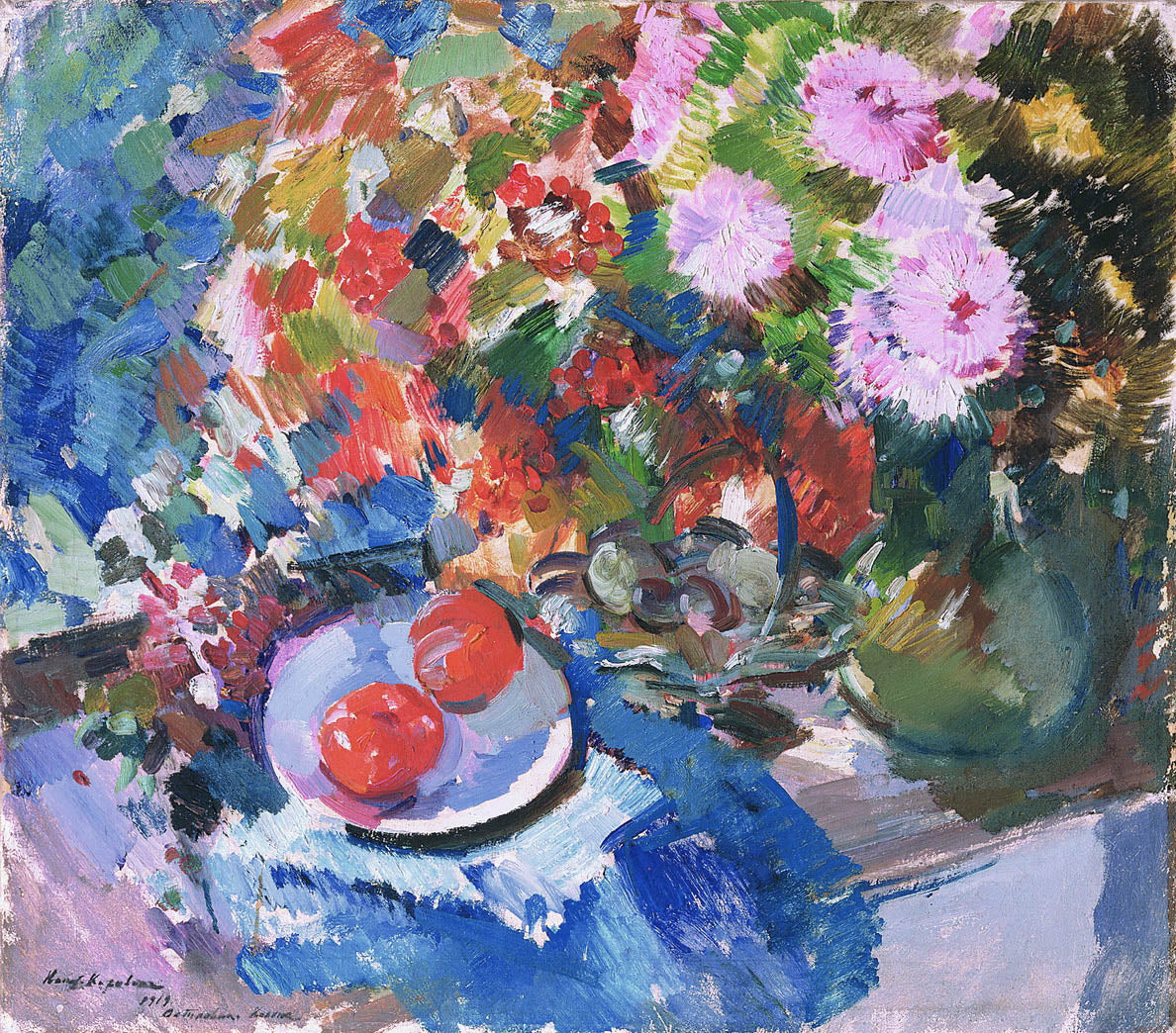 Asters and Tomatos by Constantin Alexeevich Korovin,A3(16x12")Poster