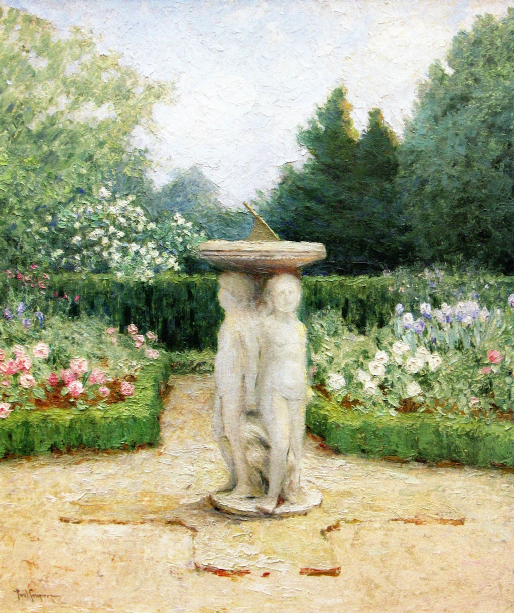 Sundial and Roses by Paul Sawyier,A3(16x12")Poster