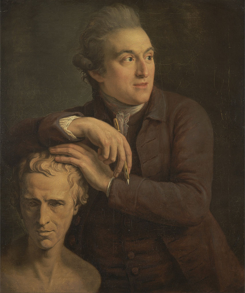 Joseph Nollekens with His Bust of Laurence Stern, vintage artwork by John Francis Rigaud, 12x8" (A4) Poster