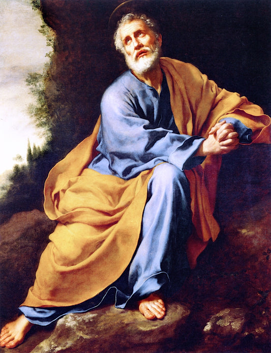 The Repentant Saint Peter, vintage artwork by Carlo Dolci, 12x8" (A4) Poster
