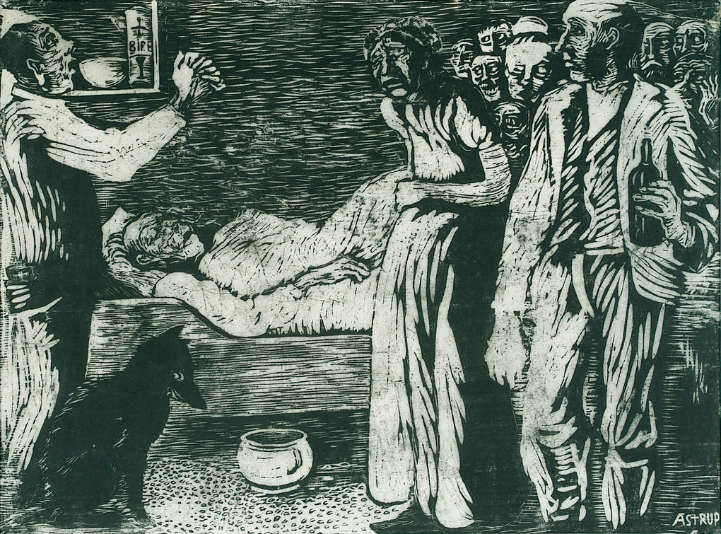 The Death of the Village Thief, vintage artwork by Nicolai Astrup, 12x8" (A4) Poster
