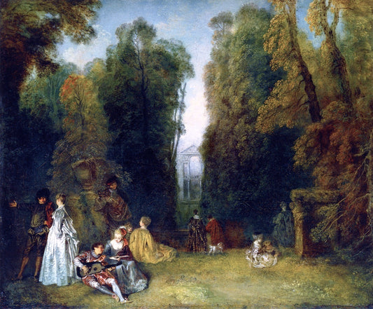 The Perspective, vintage artwork by Jean-Antoine Watteau, 12x8" (A4) Poster