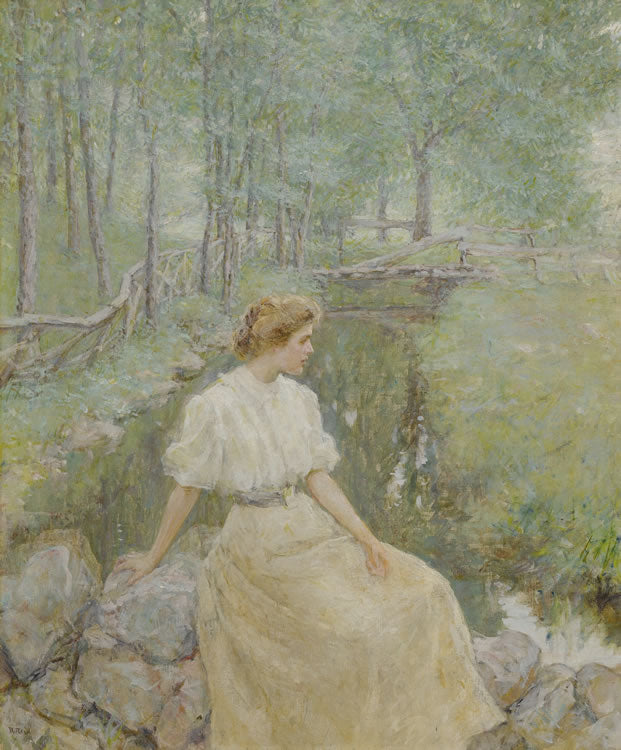 Lady by a Stream by Robert Lewis Reid,A3(16x12")Poster