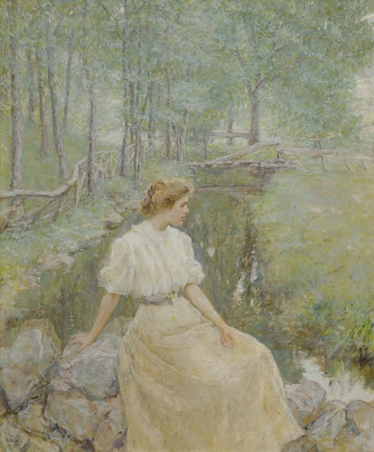 Lady by a Stream by Robert Lewis Reid,A3(16x12")Poster