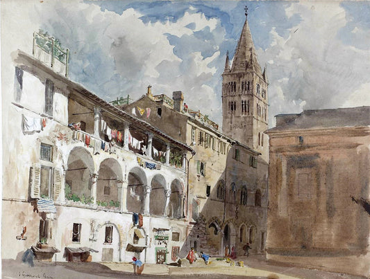 San Giovanni, Genoa, vintage artwork by William Parrott, A3 (16x12") Poster Print