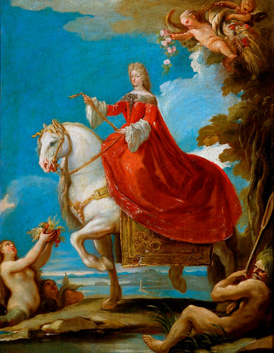 Portrait of Maria Anna of Neuburg, vintage artwork by Luca Giordano, 12x8" (A4) Poster