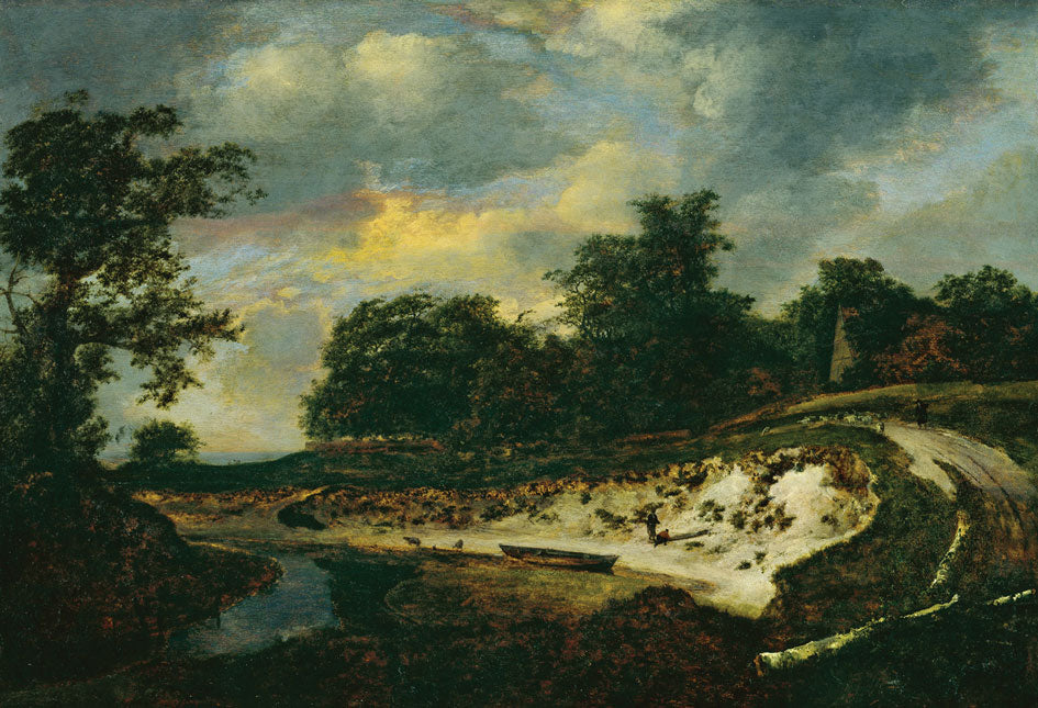 Landscape with a Riverbed, vintage artwork by Jacob van Ruisdael, 12x8" (A4) Poster