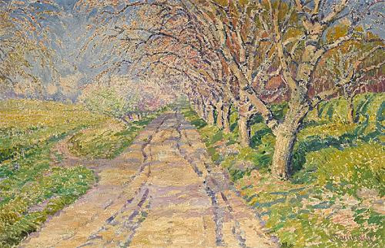 A Tree Lined Road, vintage artwork by Václav Radimský, 12x8" (A4) Poster