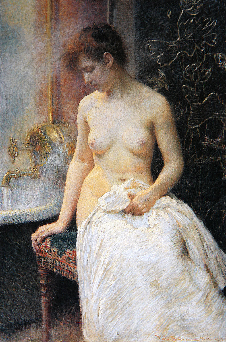 In the Bath, vintage artwork by Vlaho Bukovac, 12x8" (A4) Poster