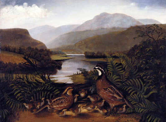 Partridges in a Landscape, vintage artwork by Rubens Peale, 12x8" (A4) Poster