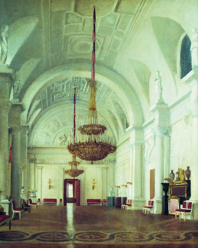 The White Hall in the Winter Palace, vintage artwork by Sergei Zaryanko, A3 (16x12") Poster Print