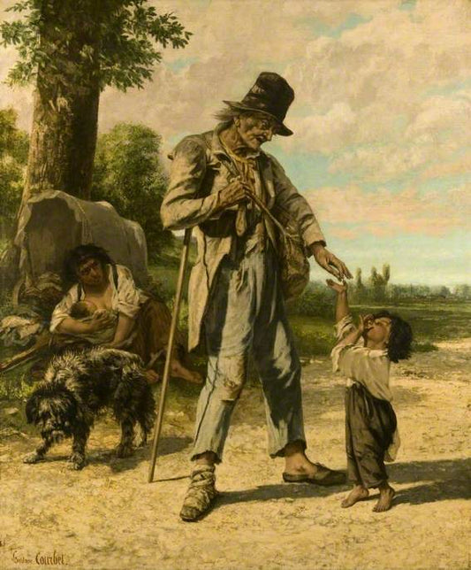 The Charity of a Beggar at Ornans, vintage artwork by Gustave Courbet, A3 (16x12") Poster Print