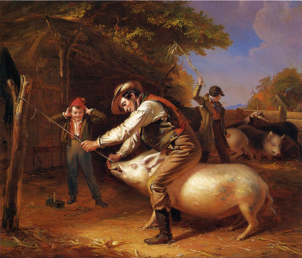 Ringing the Pig, vintage artwork by William Sidney Mount, A3 (16x12") Poster Print