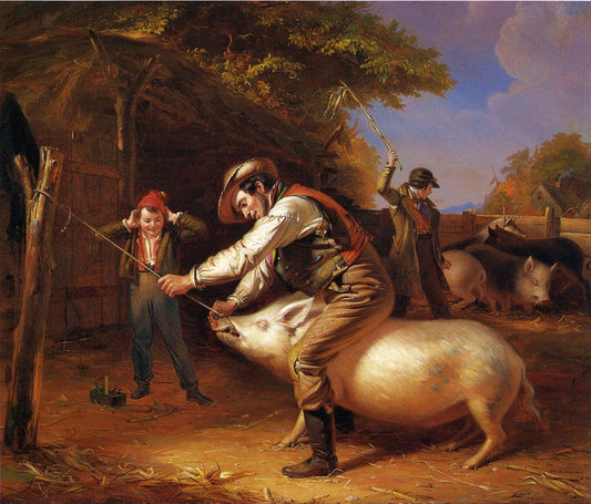 Ringing the Pig, vintage artwork by William Sidney Mount, A3 (16x12") Poster Print