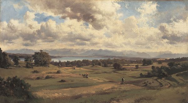 Summer Landscape at Lake Starnberger, vintage artwork by Adolf Heinrich Lier, 12x8" (A4) Poster