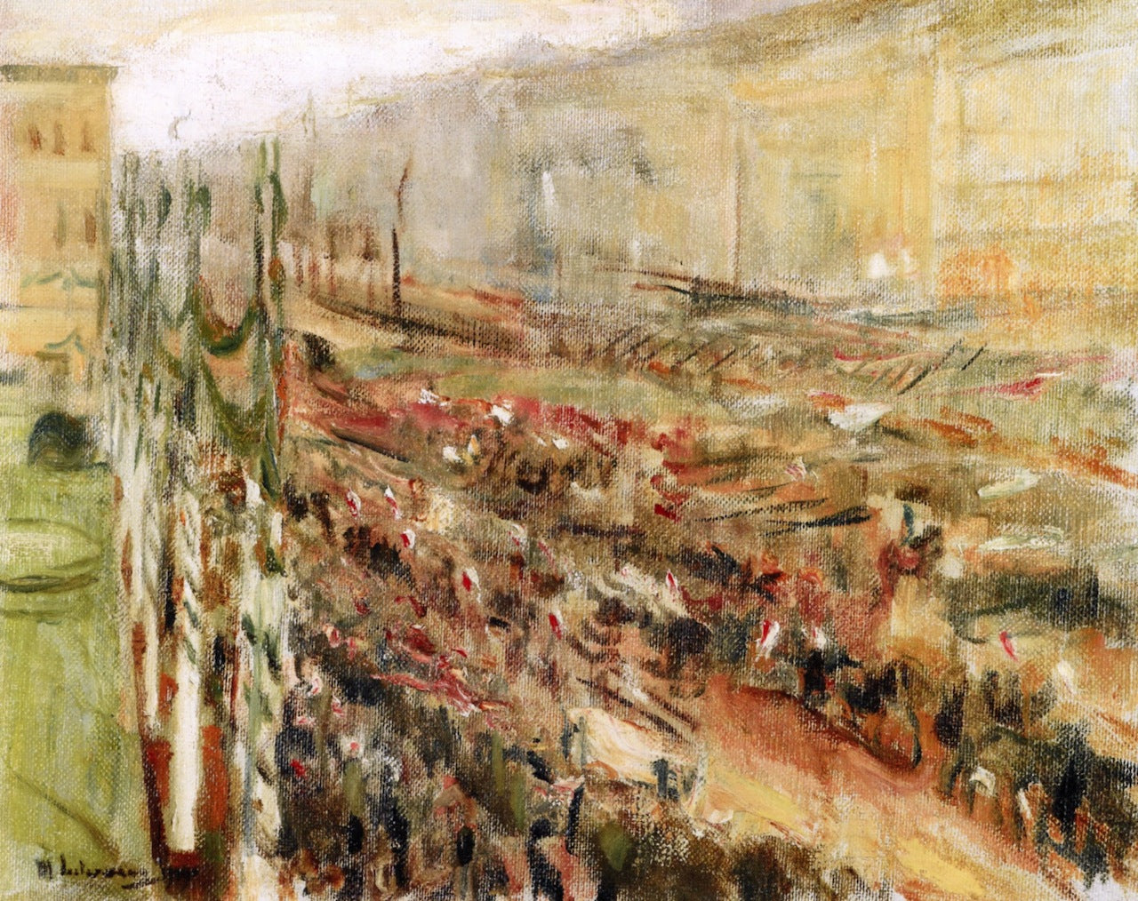 Entrance of the Troops into Pariser Platz, vintage artwork by Max Liebermann, 12x8" (A4) Poster