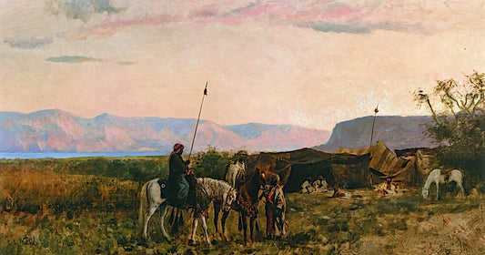 A Bedaween (sic) Encampment near The Dead Sea Sunset, vintage artwork by Edwin Lord Weeks, 12x8" (A4) Poster