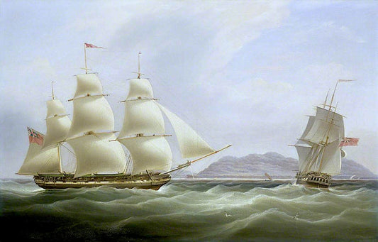 The Ships 'Vigilant' and 'Harpooner' Offshore, vintage artwork by William John Huggins, 12x8" (A4) Poster