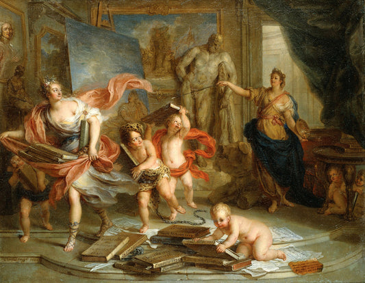 Painting Ejecting Thalia, vintage artwork by Charles-Antoine Coypel IV, 12x8" (A4) Poster