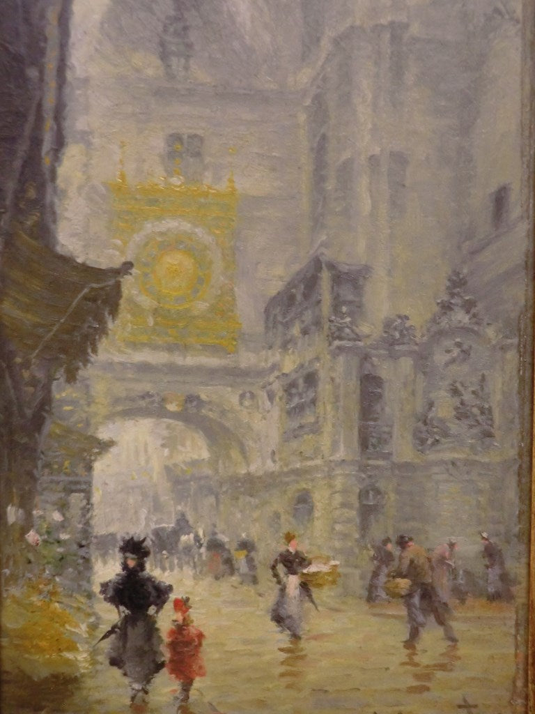 La rue du Gros-Horloge, Rouen, vintage artwork by Leon-Jules Lemaître, 12x8" (A4) Poster