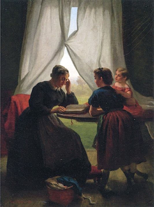 The Morning Lesson, vintage artwork by George Cochran Lambdin, 12x8" (A4) Poster