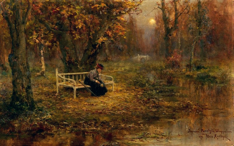 Autumn Remembrance, vintage artwork by Julius Klever, 12x8" (A4) Poster