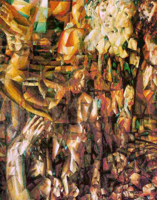 A man and a woman, vintage artwork by Pavel Filonov, 12x8" (A4) Poster