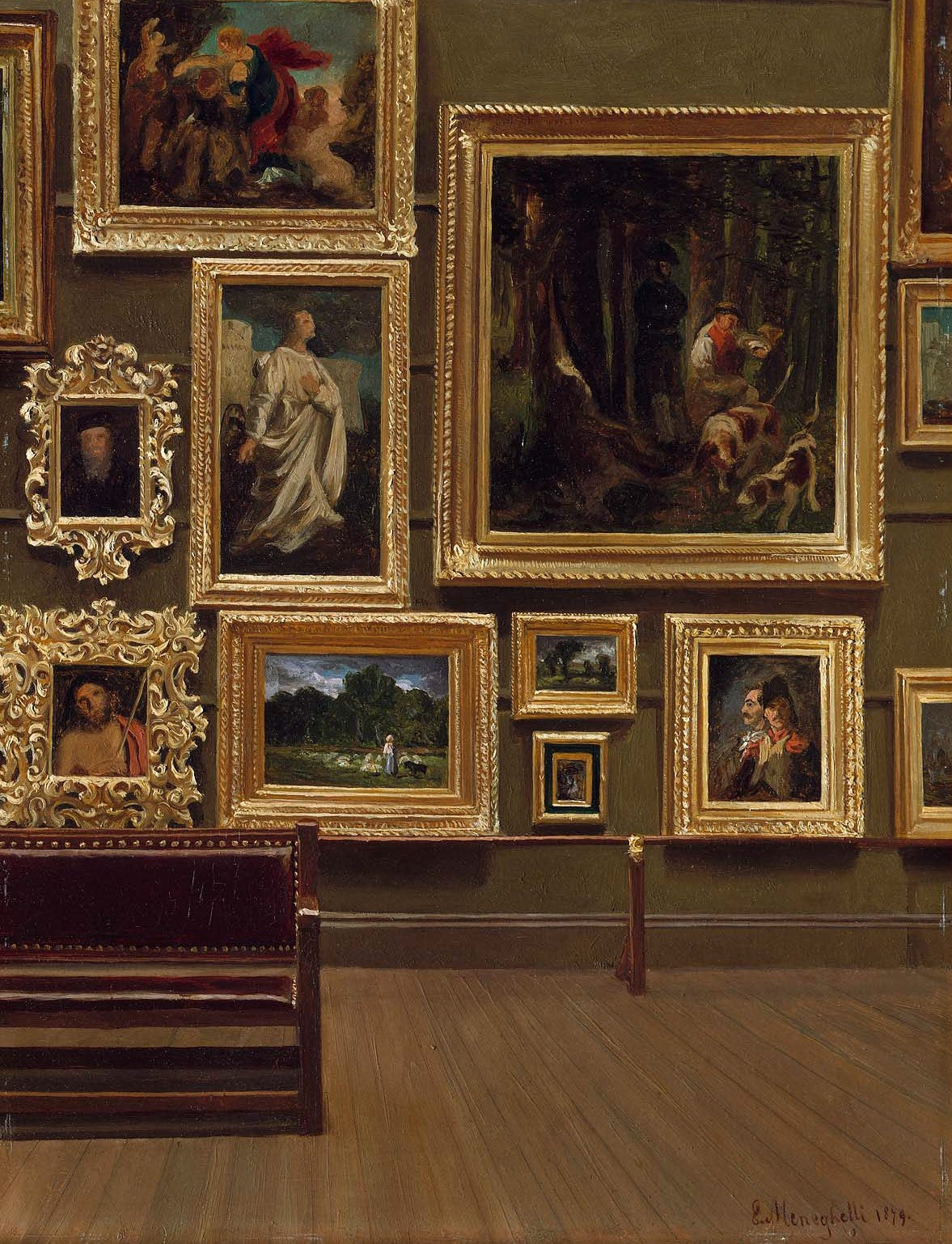 The Picture Gallery in the Old Museum, vintage artwork by Enrico Meneghelli, 12x8" (A4) Poster
