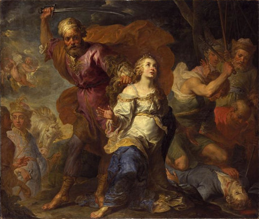 Martyrdom of St Dymphna and St Gerebernus, vintage artwork by Gerard Seghers, 12x8" (A4) Poster