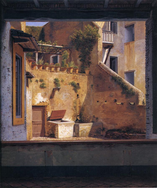 A Courtyard in Rome, vintage artwork by Christoffer Wilhelm Eckersberg, 12x8" (A4) Poster