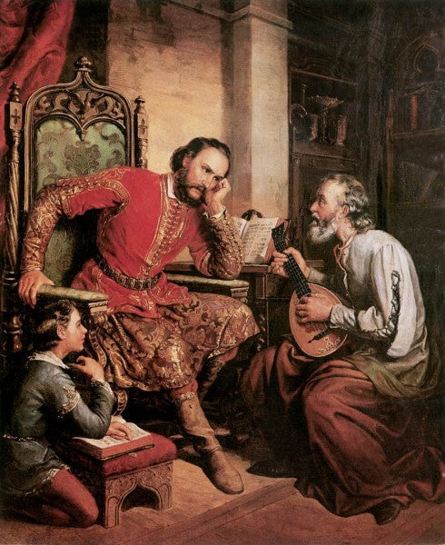 Palatine Tamas Nadasdy and Tinodi, vintage artwork by Soma Orlai Petrich, 12x8" (A4) Poster