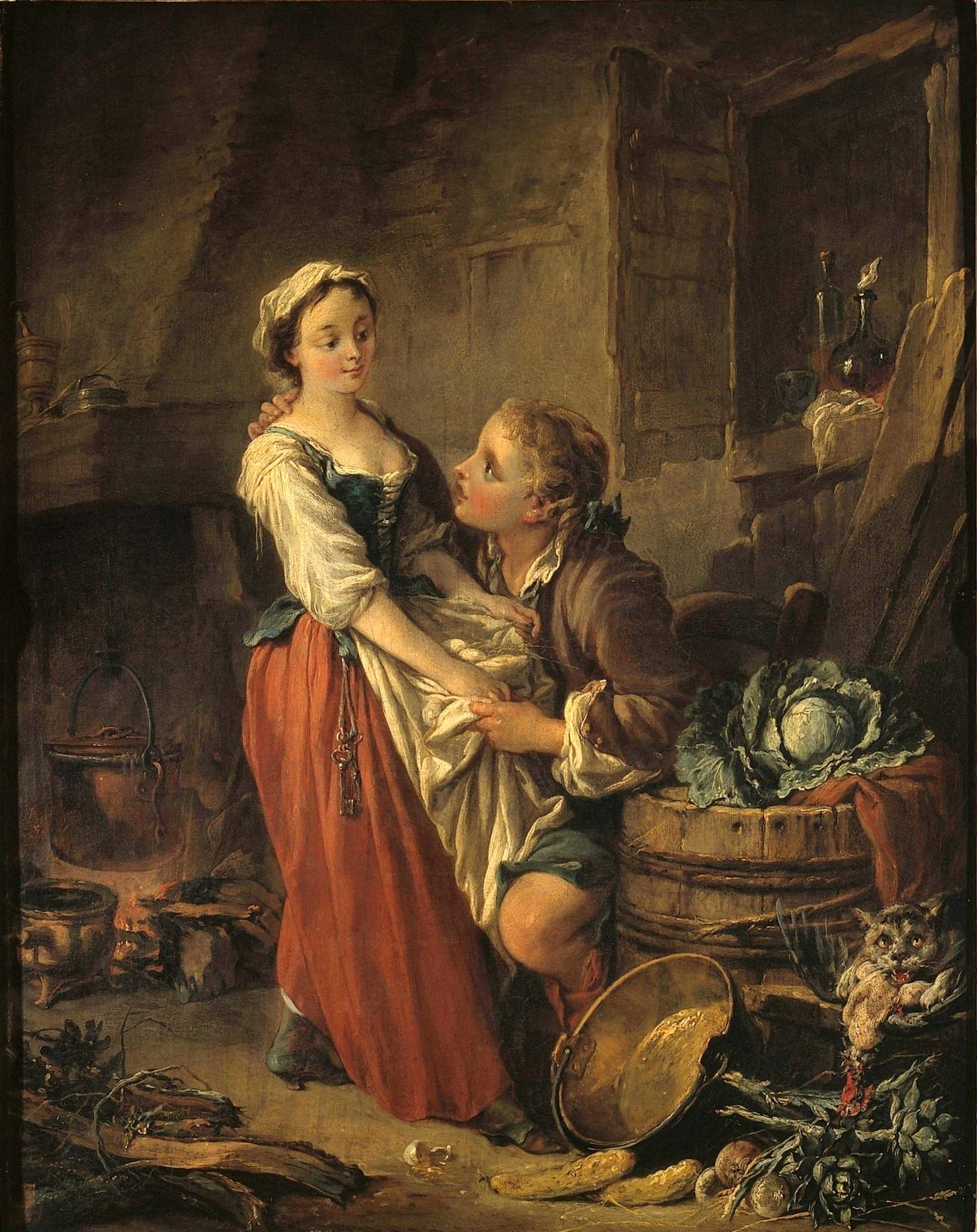 The Beautiful Kitchen Maid, vintage artwork by François Boucher, 12x8" (A4) Poster
