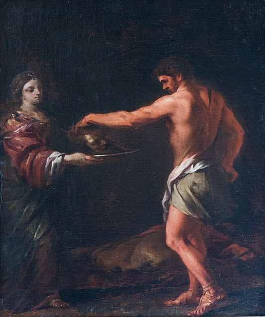 Salome Receives the Head of John the Baptist, vintage artwork by Simone Cantarini, 12x8" (A4) Poster