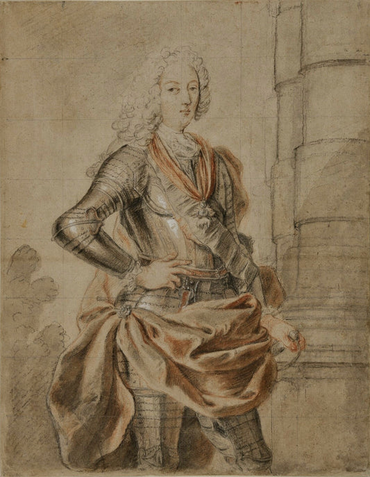 Preparatory Study of the Portrait of the Duke Louis of Orleans, vintage artwork by Charles-Antoine Coypel IV, 12x8" (A4) Poster