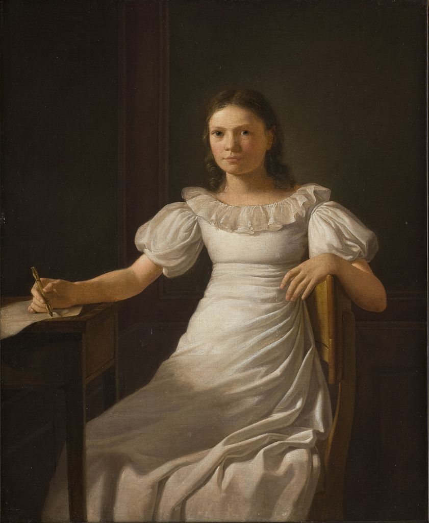 Portrait of the Artist's Sister Alvilde, vintage artwork by Constantin Hansen, A3 (16x12") Poster Print