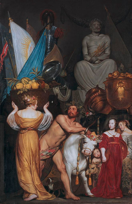 Part of the Triumphal Procession, with Sacrificial Bull, vintage artwork by Pieter Fransz. de Grebber, 12x8" (A4) Poster