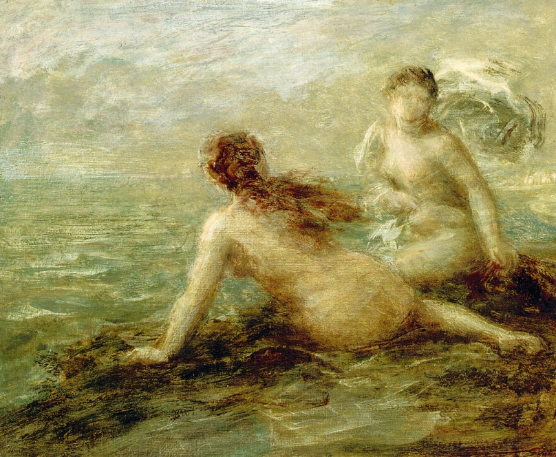Bathers by  the Sea, vintage artwork by Henri Fantin-Latour, 12x8" (A4) Poster