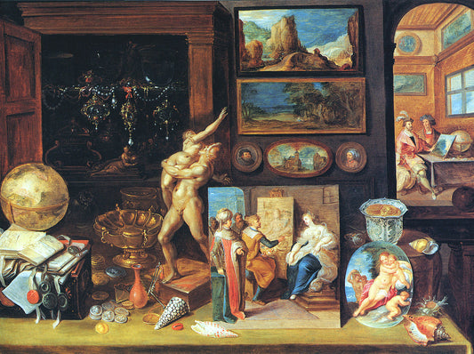 A Collector's Cabinet, vintage artwork by Frans Francken the Younger, 12x8" (A4) Poster