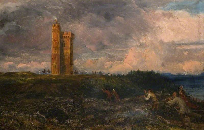 The Firing of the Beacon, vintage artwork by Richard Redgrave, A3 (16x12") Poster Print