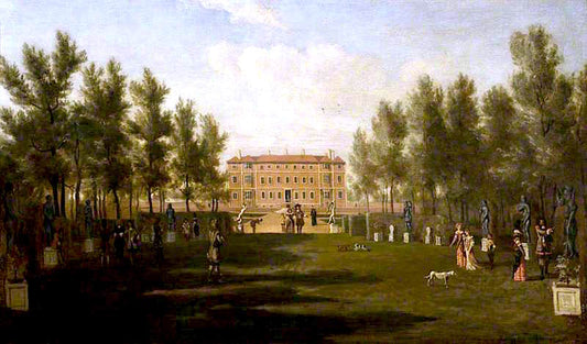 Ham House from the South, vintage artwork by Attributed to Hendrick Danckerts, 12x8" (A4) Poster