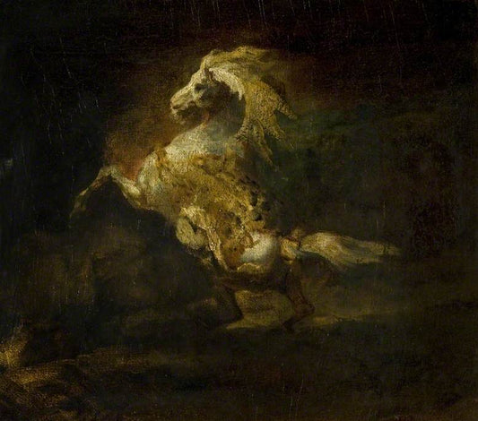 The Prancing Grey Horse, vintage artwork by Theodore Gericault, 12x8" (A4) Poster