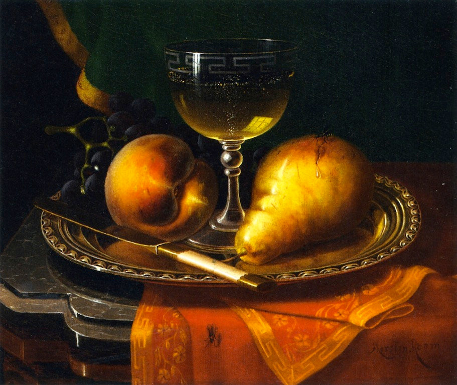 Still LIfe with Fruit and Wine, vintage artwork by Morston Ream, 12x8" (A4) Poster